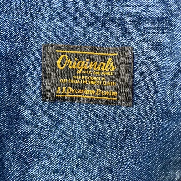 Jack And Jones Originals Indigo Denim Button-Up Shirt Embroidered Slim Fit Sz M - Picture 4 of 12